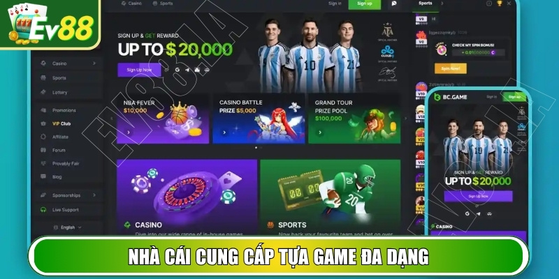 Nhà cái cung cấp tựa game đa dạng và vô cùng sinh động